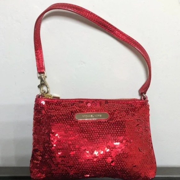 Michael Kors 🎁Red Sequin Wristlet Mini Bag🎁 Perfect for Holidays - Picture 8 of 11